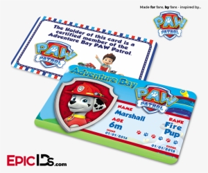 Paw Patrol Inspired Adventure Bay Paw Patrol Id Card