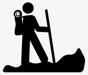 Hiking Person Silhouette With A Stick Comments - Custom Geocaching Pocket Stamp - Hiker Cache Custom
