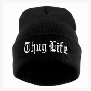 Thug Life Knit Black Beanie Hat