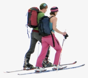 Two Back-country Skiers Are Hiking Up A Ski Slope With - Skiers Png