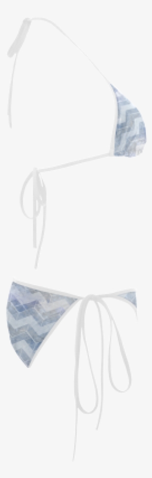 Chevron In Blue Watercolors Custom Bikini Swimsuit - Swimsuit