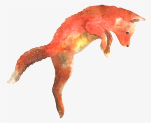 Red Hand Painted Transparent Watercolor Animal Decorative - Fox Design Transparent Background