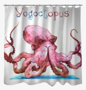 Watercolor Illustration Of A Meditation Octopus Shower - Wallpaper