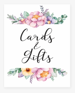 Fl Shower Cards And Gifts Sign Printable Watercolor - Gifts And Cards Sign