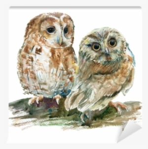 Gallery Direct Watercolor Owls Print On Paper Framed