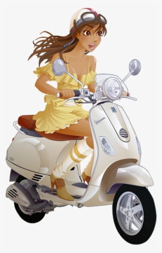 Personnages Illustration Individu Personne Gens Clipart - Ảnh Cô Gái Đj Xe Vespa Hoạt Hình