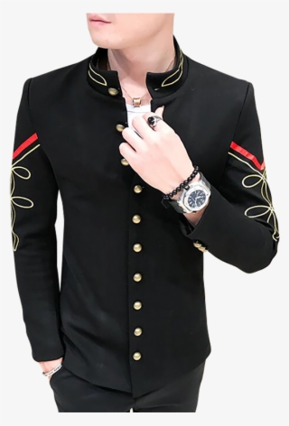 4 Color Gold Button Chinese Collar Suit Jacket Slim - Formal Wear
