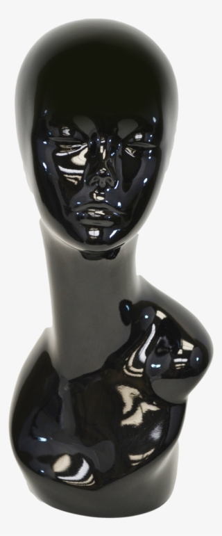 Display Female Mannequin Head Glossy Paint Black Pvc - Bronze Sculpture