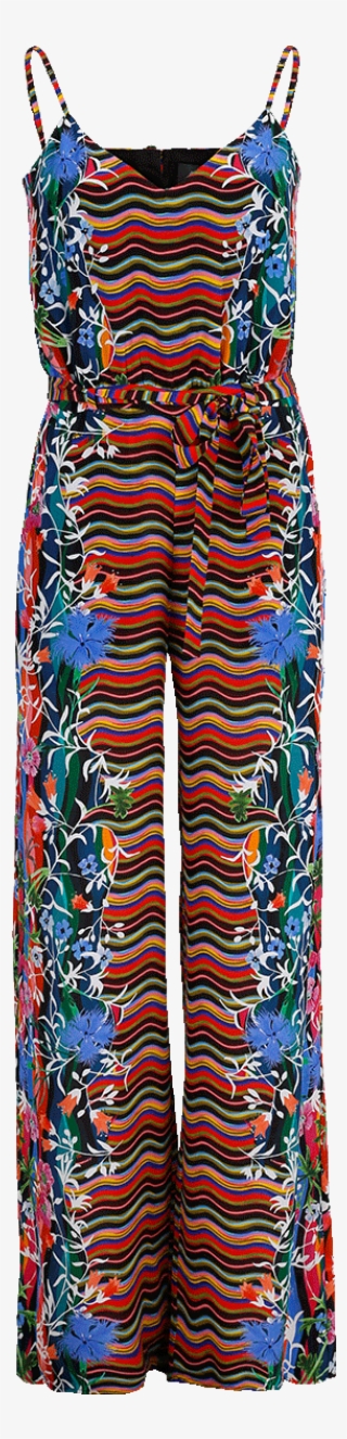 Saloni Loretta V Neck Wide Leg Printed Silk Jumpsuit - Day Dress
