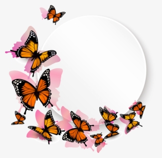 Free Flower Border Clip Art Black And White - Butterfly Png Monarch
