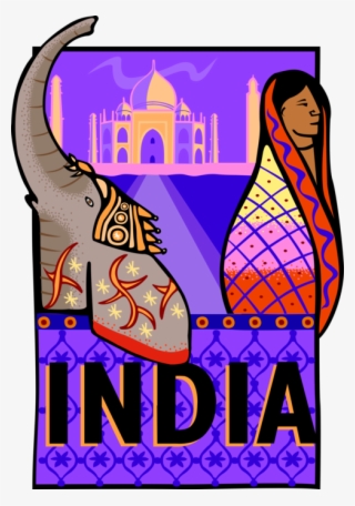 Vector Illustration Of India Postcard Design Featuring - Poster Of Tourism In India
