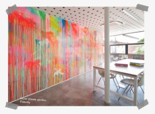 Colourful Office Design, Pink Wall, Office Divider - Wall Painting With Balloons