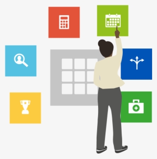 A Woman Selecting Calendar Icon - Shared Service Icon