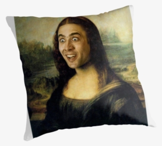 Nicholas Cage Mona Lisa Throw Pillows Maximumlobsters - Renaissance Leonardo Da Vinci Mona Lisa