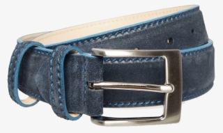 34mm Suede Belt With Lacquered Edge Navy Mens Belts - Buckle