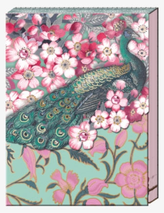 Cherry Blossom Peacock Pocket Note Pad - Peafowl