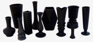 Vintage Assorted Matte Black Crystal & Glass Bud Vases - Tool