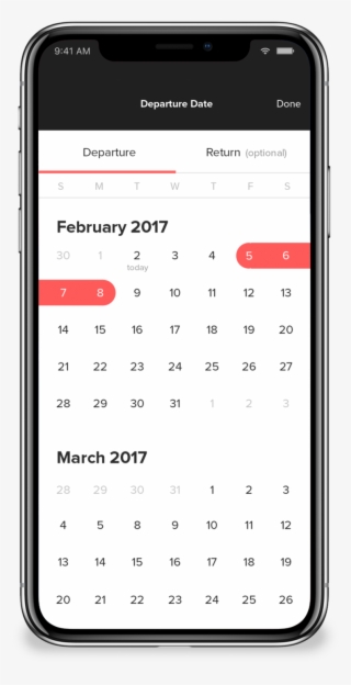 This Is The Date Picker View, Where The User Can Select - Search Results Screen In App