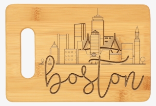 Boston City Skyline Bamboo Cutting Board - Boston Cityscape Line Drawing