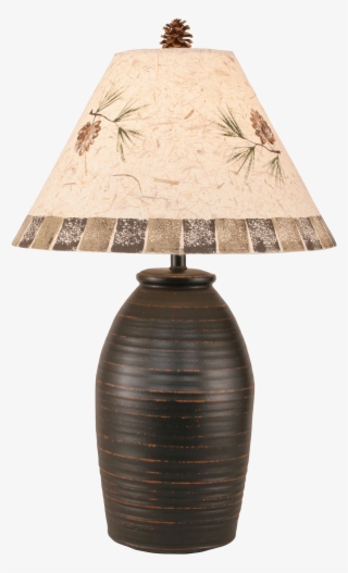 Distressed Black Ginger Jar W/ Pine Cone Shade