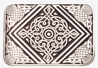 Celtic Belt Buckle With Thistle Border - Celtic Knot