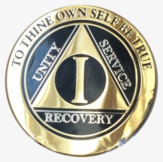 1 Year Aa Medallion Elegant Black Gold & Silver Plated - Emblem