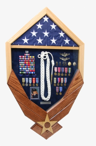 Air Force Wings Shadow Box Display With Flag - Emblem