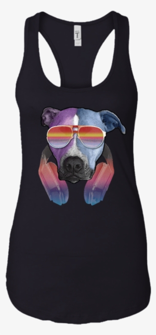 Retro Pitbull Dog With Sunglasses Headphones Women's - Shirt