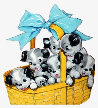 Clipart Present Puppy - Illustrations Vintage Puppies