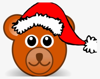 Funny Teddy Bear Face Brown With Santa Claus Hat By - Cartoon Bear Face