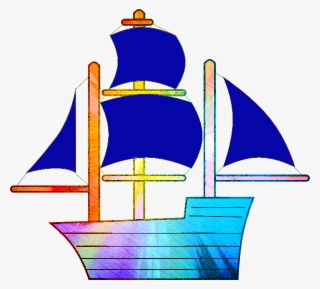Rainbow Sailing Ship Image - Clip Art