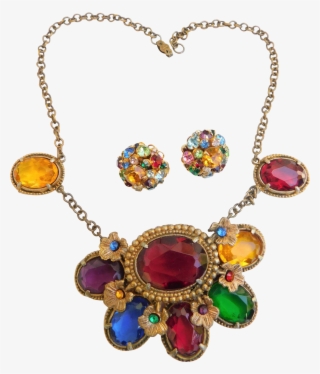 Fabulous Art Deco Moghul Royal Jewels Chunky Necklace - Necklace