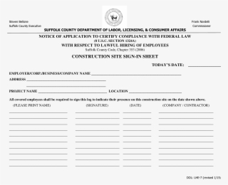 Construction Employee Sign In Sheet - Number