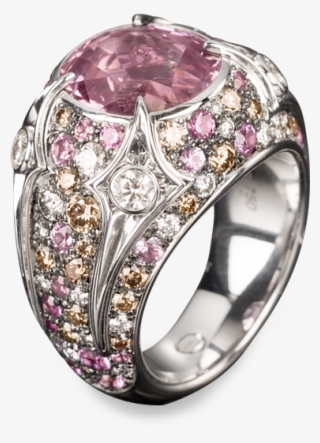 Mystique Ring By Lohri In 18k White Gold With Pink - Engagement Ring