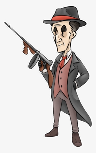 500 X 747 9 - Gangster Shooting Tommy Gun Painting