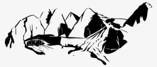 Mountains With Waterfall - Clip Art Black And White Mountain