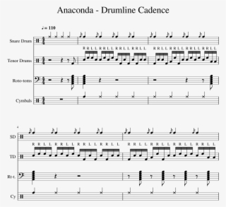 Drumline Cadence Sheet Music 1 Of 6 Pages - Anaconda Drum Cadence