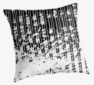 Black And White Distressed Pinstripe Pattern Pillow - Cushion