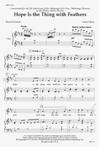 Hope Is The Thing With Feathers Thumbnail - Hope Is The Thing With Feathers Susan Labarr Sheet