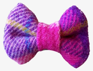 Pink & Purple Check Harris Tweed Doggy Bow Tie - Wool