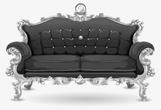 Couch, Sofa, Loveseat, Black, Ornate, Cushions - Png Sofa Background