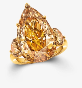 A Graff Pear Shape Orange Yellow Diamond Ring - Graff Orange Diamond