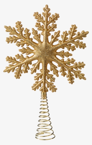 Tree Topper, Snowflake With Glitter, Gold - Transparent Christmas Tree Topper Png