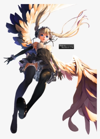 A Render Of An Angel With Falling Feathers - Cartoon