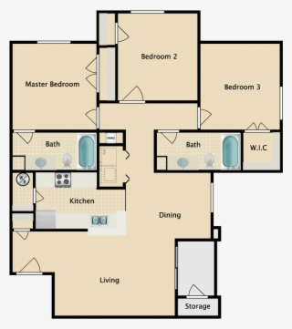 3 Bedrooms - Floor Plan