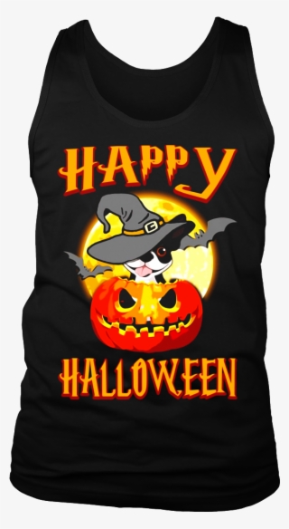 Boston Terrier Dog Happy Halloween T Shirt Pumpkin - Active Tank