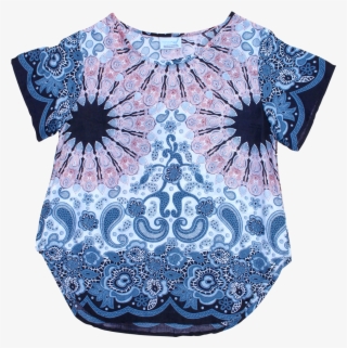 White Mandala Womens Cotton Shirt Bohemian Island - Blouse