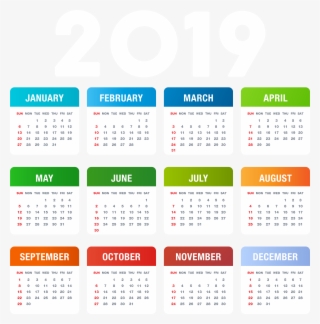 2019 Calendar Colorful Transparent Png Image