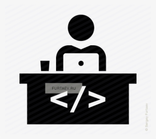 Vector Icon Of Male Software Developer Working On Laptop - Sign