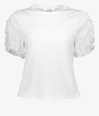Short Sleeve Ruffle Tee White Powder - Blouse